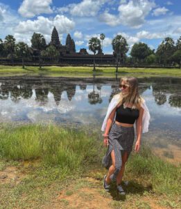 Woman enjoying her time in Cambodia