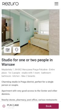 example of a flat on the Polish website Rezuro