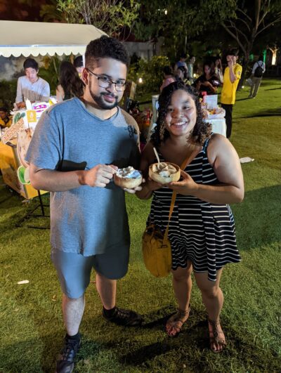 Couple enjoying a night out in Cambodia