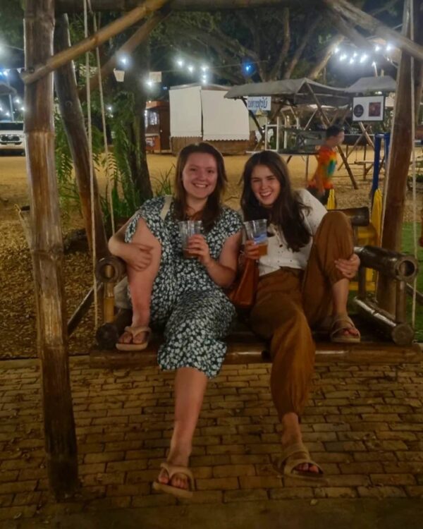 Two English teachers on a swing in Thailand