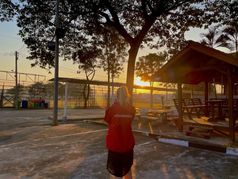 sunrise at a school in Thailand