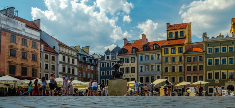 Town square in Warsaw, Poland