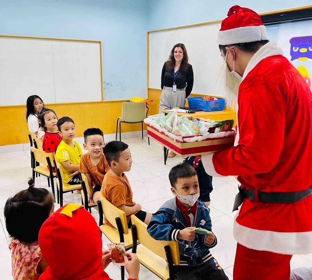 Girl enjoying teaching a class in Vietnam