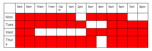 schedule of a self employed English teacher in Poland