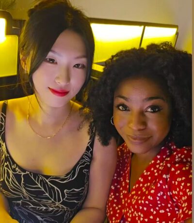 Two women smiling in China