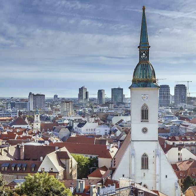Bratislava-View-of-Bratislava-old-town-with-St-Martins-Cathedral-from-Castle-rock-Slovakia