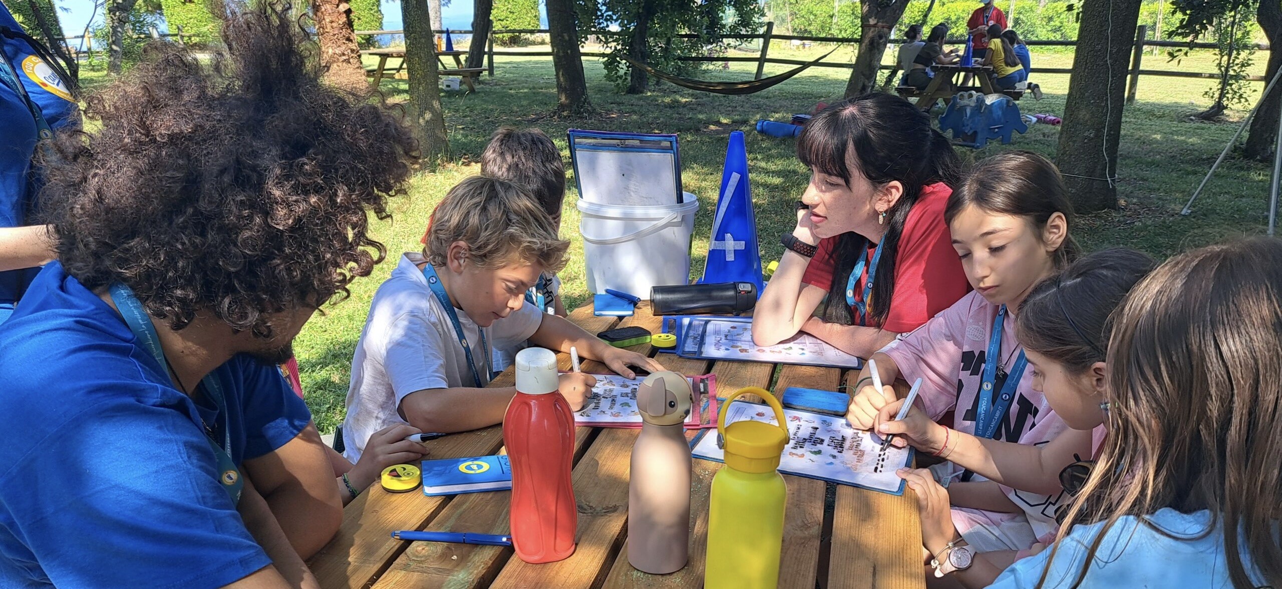 Teachers and campers enjoying their summer camp in Italy