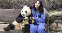 Woman with a panda in China